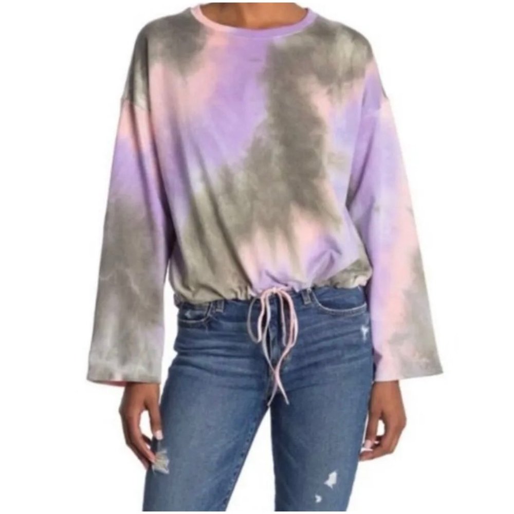 14th & Union Wide Sleeve Tie Dye Drawstring Hem Sweatshirt NEW